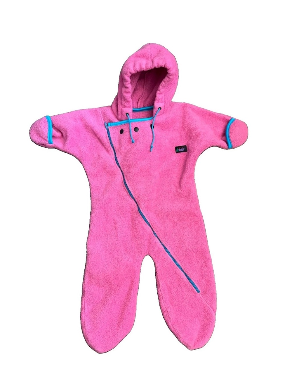 Vtg REI Snow Suit Bunting Fleece Hooded Winter Pink Baby Infant
